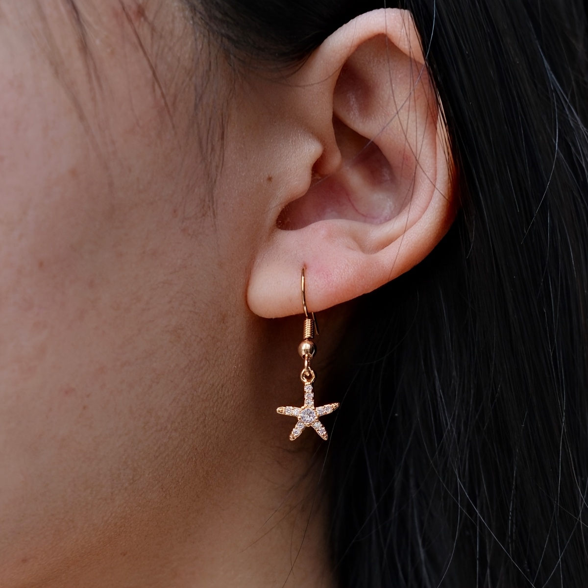 Copper Earrings with Synthetic Zircon, Valentine's Day Gift